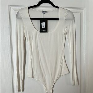 Fashion Nova Cream Long Sleeve Bodysuit